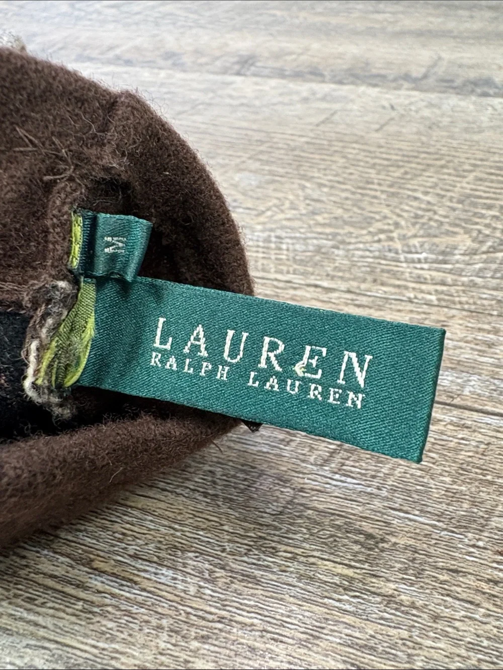 Lauren Ralph Lauren Wool Blend Herringbone Gloves Brown Cashmere Rabbit Hair